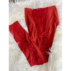 Lululemon Align‎ Ruched Leggings Cayenne 25" Red Side High Rise Athletic Size 4